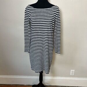Gap Navy White Striped Boat Neck Long Sleeve Casual Dress Women's Size S